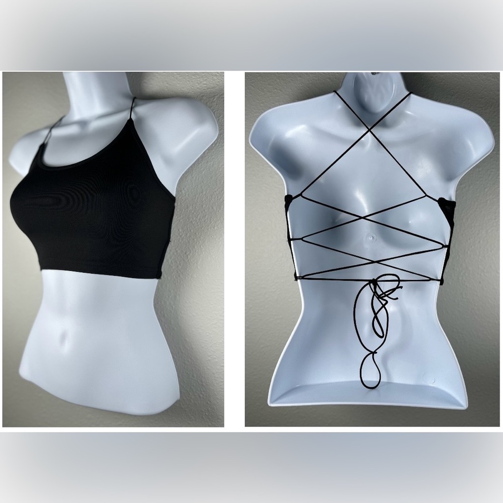 SHEIN Women’s Black Criss Cross Halter Top Size XS Petite